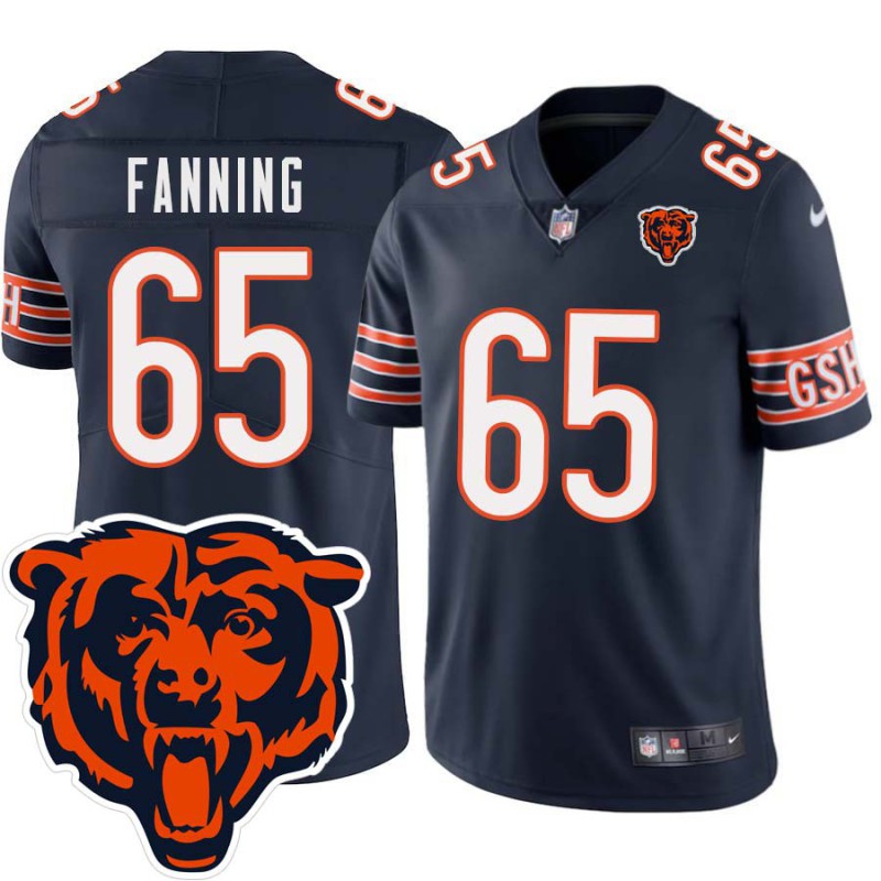 Bears #65 Stan Fanning Tackle Twill Jersey -Navy with 2023 Bear Head Logo Patch