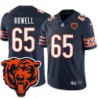 Bears #65 Eugene Rowell Tackle Twill Jersey -Navy with 2023 Bear Head Logo Patch