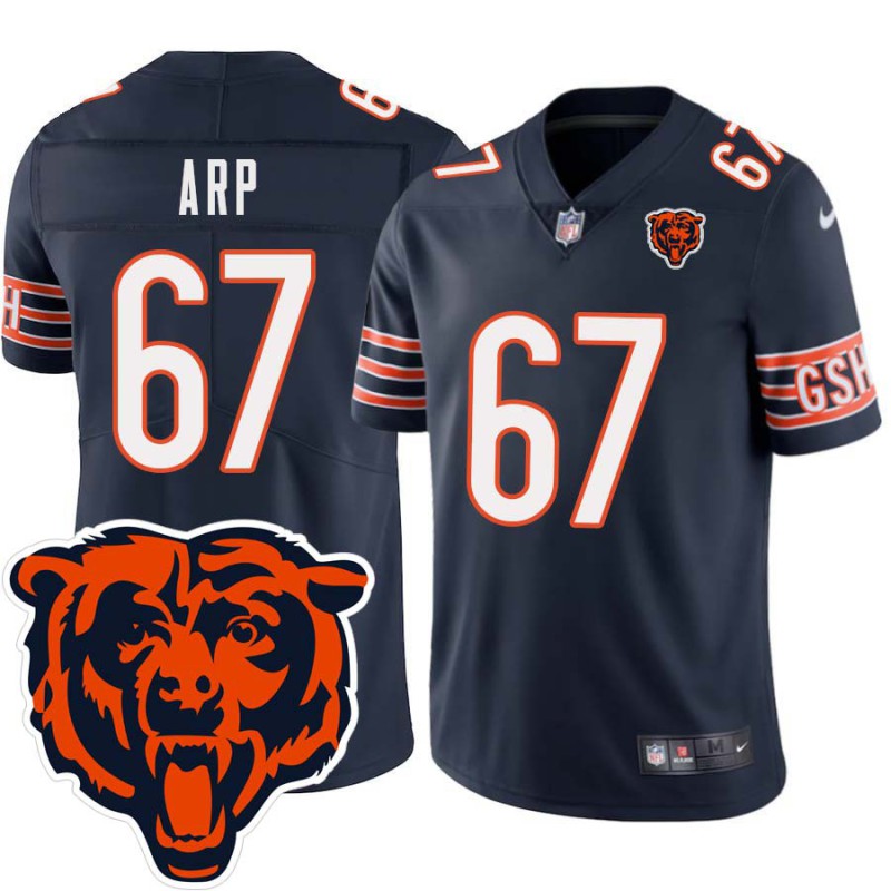 Bears #67 John Arp Tackle Twill Jersey -Navy with 2023 Bear Head Logo Patch