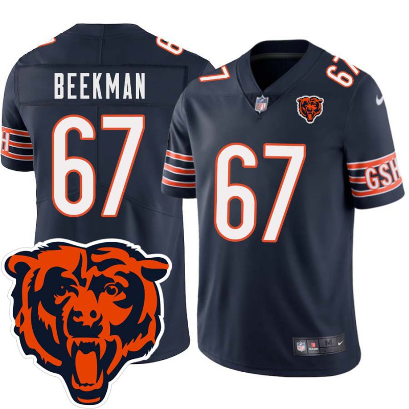 Bears #67 Josh Beekman Tackle Twill Jersey -Navy with 2023 Bear Head Logo Patch