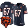 Bears #67 Bill Line Tackle Twill Jersey -Navy with 2023 Bear Head Logo Patch