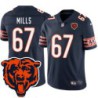 Bears #67 Jordan Mills Tackle Twill Jersey -Navy with 2023 Bear Head Logo Patch