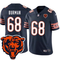 Bears #68 George Burman Tackle Twill Jersey -Navy with 2023 Bear Head Logo Patch