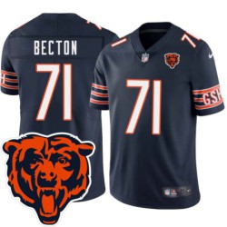 Bears #71 Nick Becton Tackle Twill Jersey -Navy with 2023 Bear Head Logo Patch