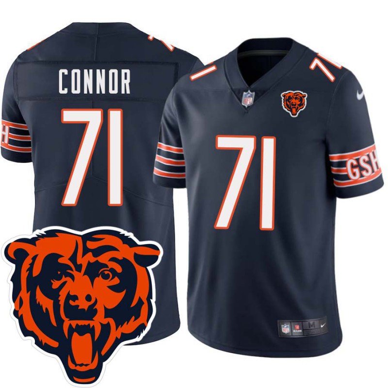 Bears #71 George Connor Tackle Twill Jersey -Navy with 2023 Bear Head Logo Patch