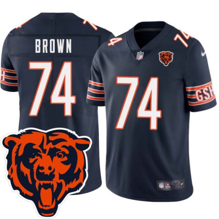 Bears #74 Ruben Brown Tackle Twill Jersey -Navy with 2023 Bear Head Logo Patch