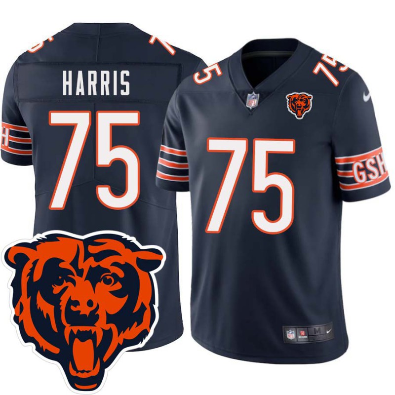 Bears #75 Chuck Harris Tackle Twill Jersey -Navy with 2023 Bear Head Logo Patch