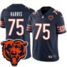 Bears #75 Chuck Harris Tackle Twill Jersey -Navy with 2023 Bear Head Logo Patch