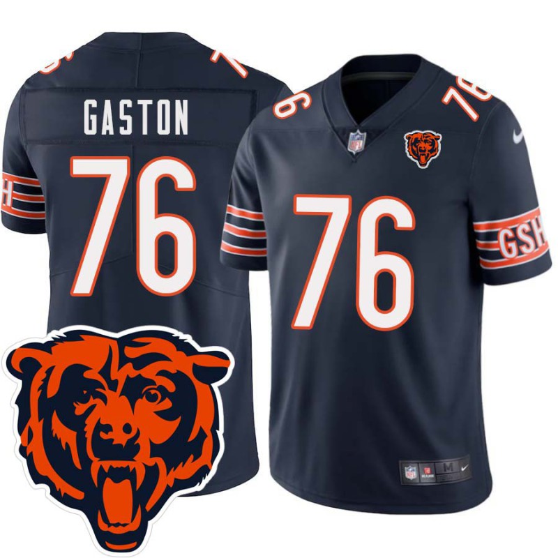 Bears #76 Bruce Gaston Tackle Twill Jersey -Navy with 2023 Bear Head Logo Patch