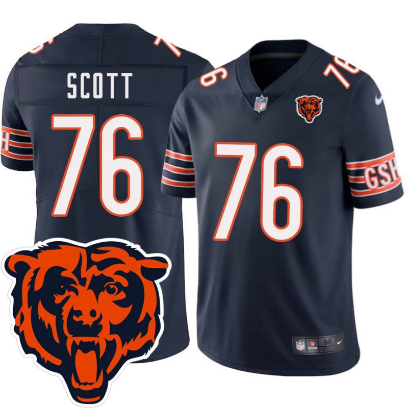 Bears #76 Trevor Scott Tackle Twill Jersey -Navy with 2023 Bear Head Logo Patch