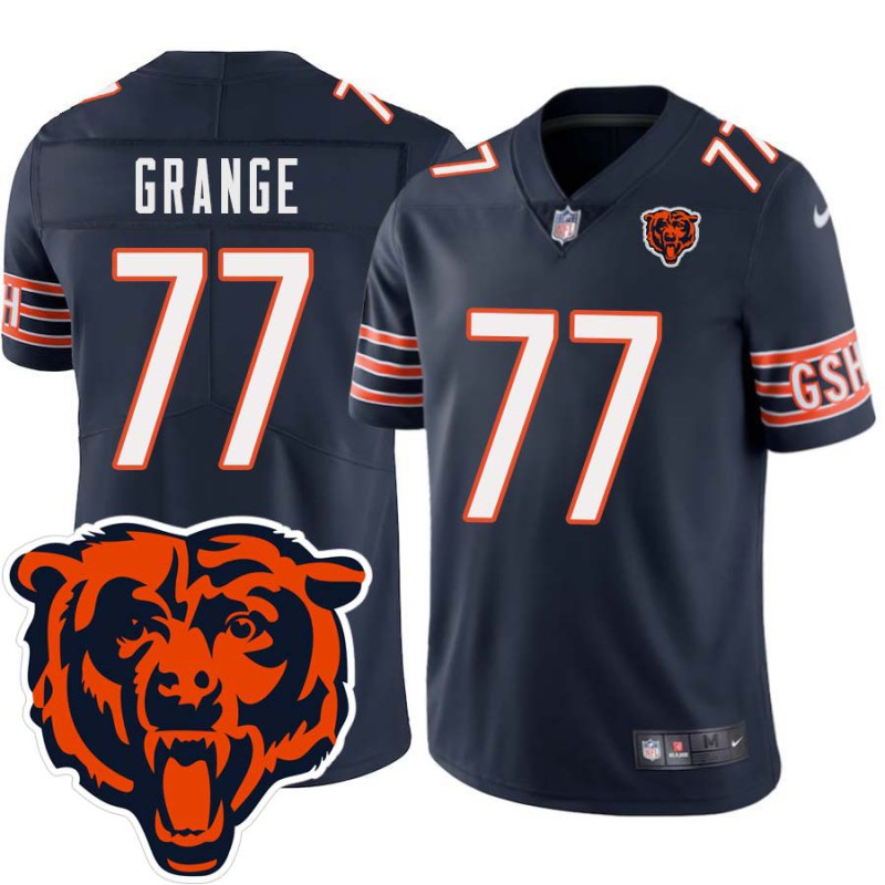 Bears #77 Red Grange Tackle Twill Jersey -Navy with 2023 Bear Head Logo Patch