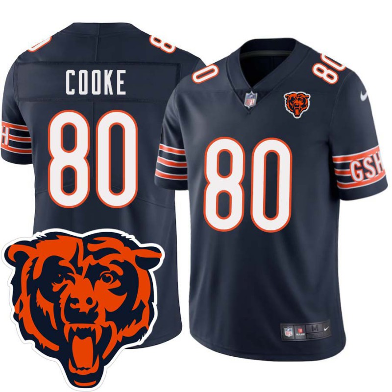 Bears #80 Ed Cooke Tackle Twill Jersey -Navy with 2023 Bear Head Logo Patch