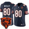 Bears #80 Alex Wesley Tackle Twill Jersey -Navy with 2023 Bear Head Logo Patch