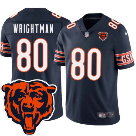 Bears #80 Tim Wrightman Tackle Twill Jersey -Navy with 2023 Bear Head Logo Patch