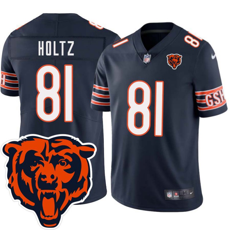 Bears #81 J.P. Holtz Tackle Twill Jersey -Navy with 2023 Bear Head Logo Patch