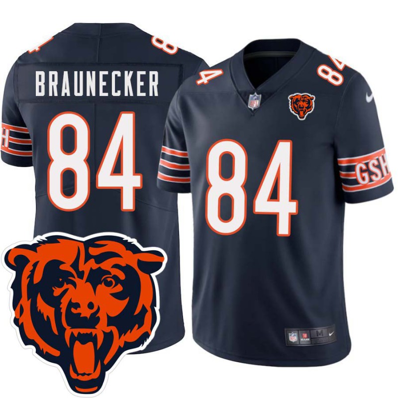 Bears #84 Ben Braunecker Tackle Twill Jersey -Navy with 2023 Bear Head Logo Patch