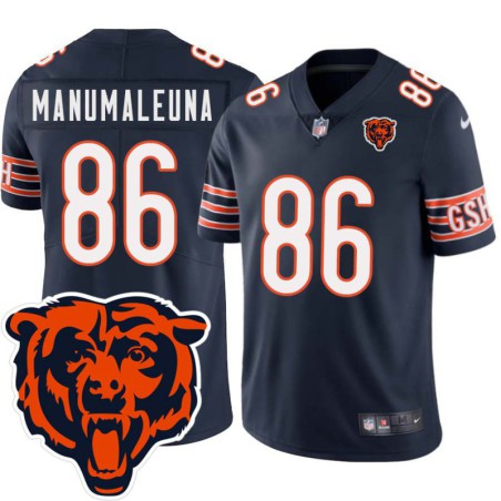 Bears #86 Brandon Manumaleuna Tackle Twill Jersey -Navy with 2023 Bear Head Logo Patch