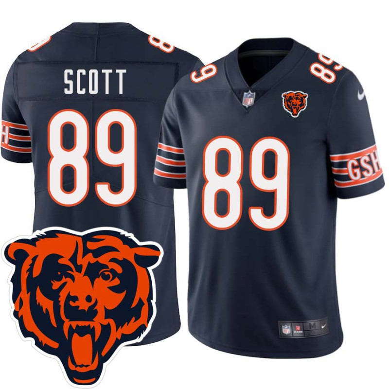 Bears #89 James Scott Tackle Twill Jersey -Navy with 2023 Bear Head Logo Patch