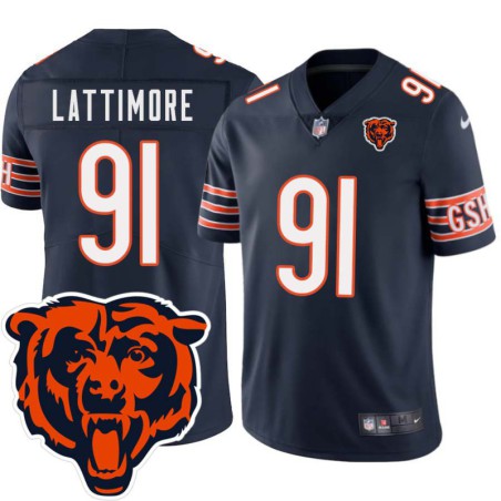 Bears #91 DeDe Lattimore Tackle Twill Jersey -Navy with 2023 Bear Head Logo Patch