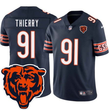 Bears #91 John Thierry Tackle Twill Jersey -Navy with 2023 Bear Head Logo Patch