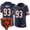 Bears #93 Justin Jones Tackle Twill Jersey -Navy with 2023 Bear Head Logo Patch