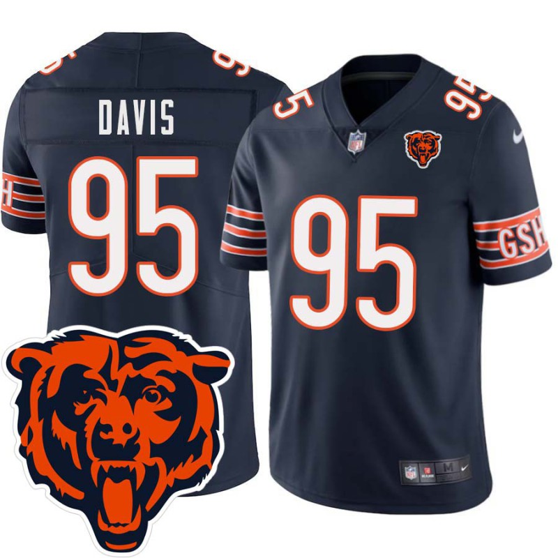 Bears #95 Russell Davis Tackle Twill Jersey -Navy with 2023 Bear Head Logo Patch