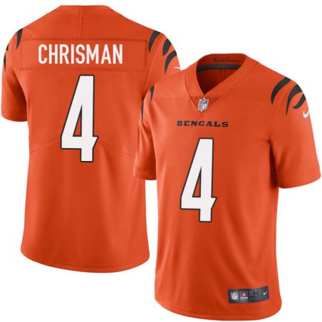 Bengals #4 Drue Chrisman Sewn On Orange Jersey