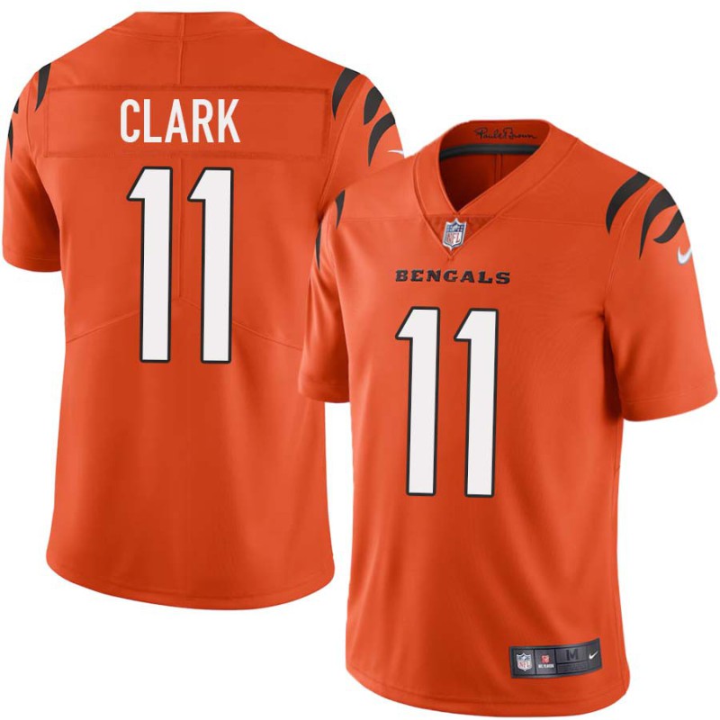 Bengals #11 Bryan Clark Sewn On Orange Jersey