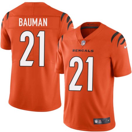 Bengals #21 Rashad Bauman Sewn On Orange Jersey