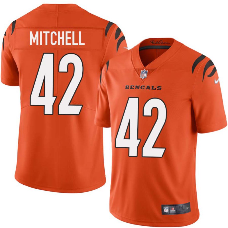 Bengals #42 Anthony Mitchell Sewn On Orange Jersey