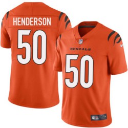 Bengals #50 Eric Henderson Sewn On Orange Jersey