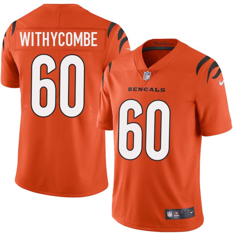 Bengals #60 Mike Withycombe Sewn On Orange Jersey