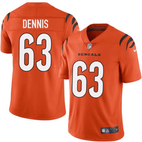 Bengals #63 Guy Dennis Sewn On Orange Jersey