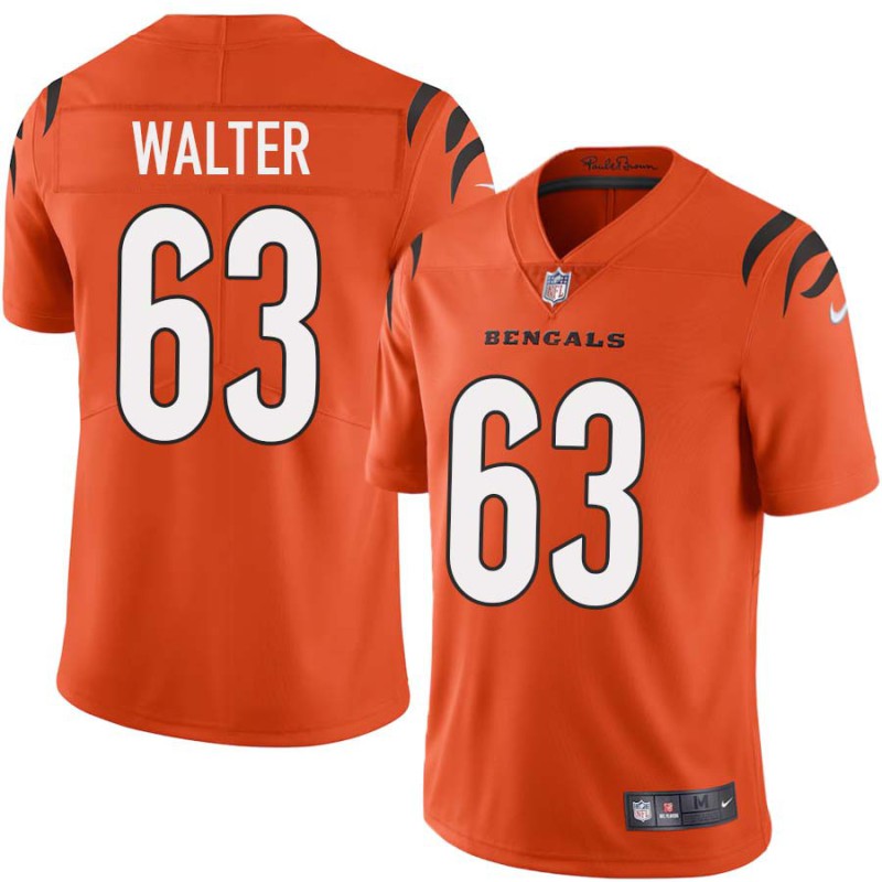 Bengals #63 Joe Walter Sewn On Orange Jersey