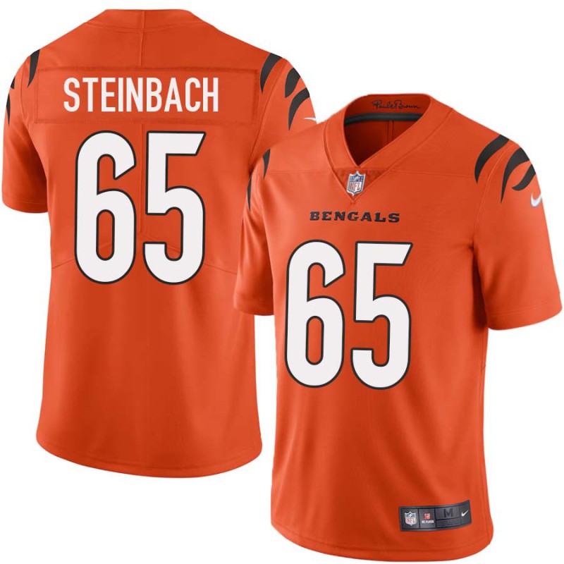 Bengals #65 Eric Steinbach Sewn On Orange Jersey