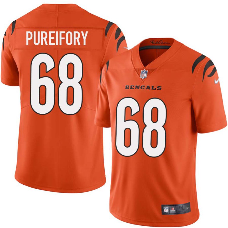 Bengals #68 Dave Pureifory Sewn On Orange Jersey