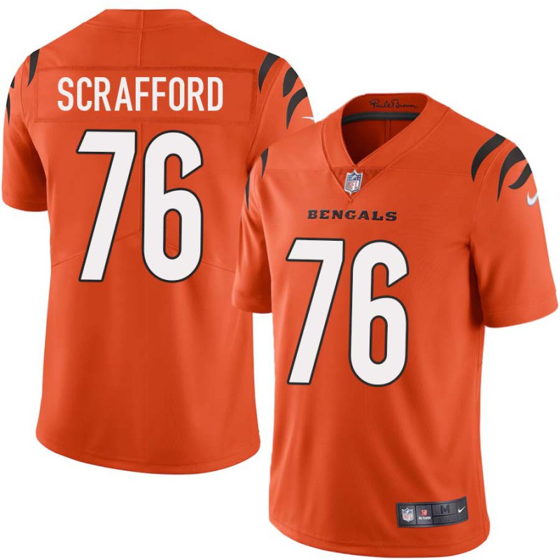 Bengals #76 Kirk Scrafford Sewn On Orange Jersey