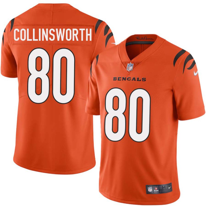 Bengals #80 Cris Collinsworth Sewn On Orange Jersey